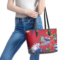 Haiti Independence Day Leather Tote Bag 1804 Proud Ayiti Map Hispaniolan Trogon - Wonder Print Shop