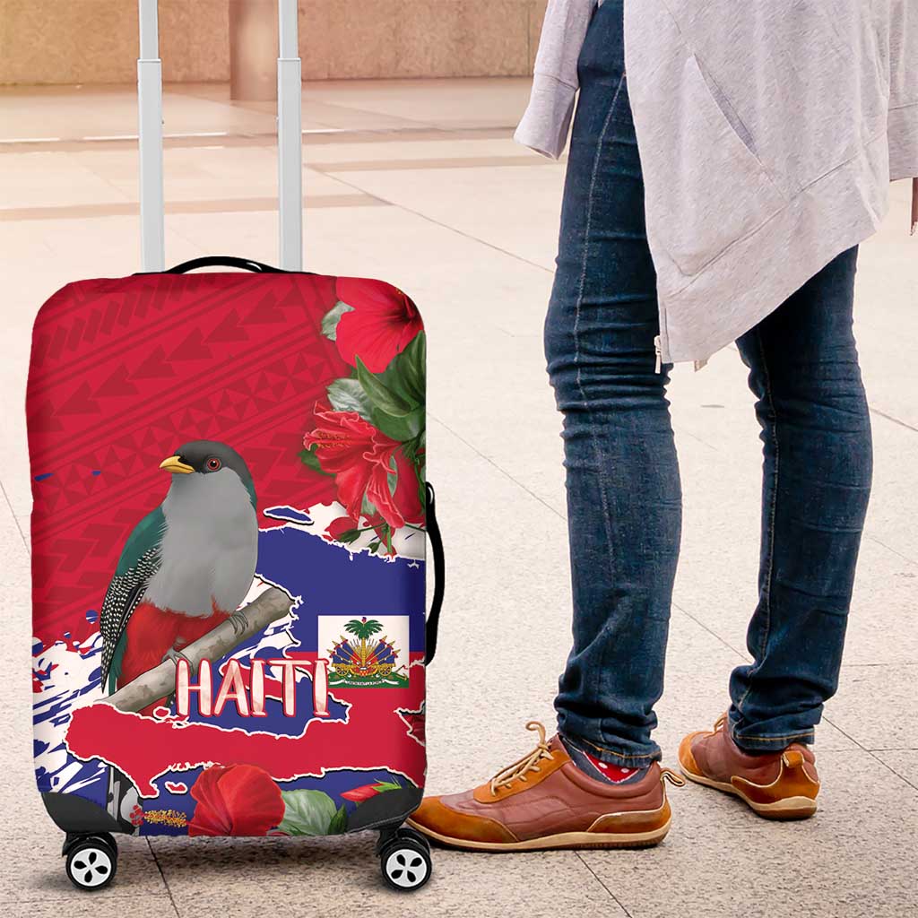 Haiti Independence Day Luggage Cover 1804 Proud Ayiti Map Hispaniolan Trogon - Wonder Print Shop