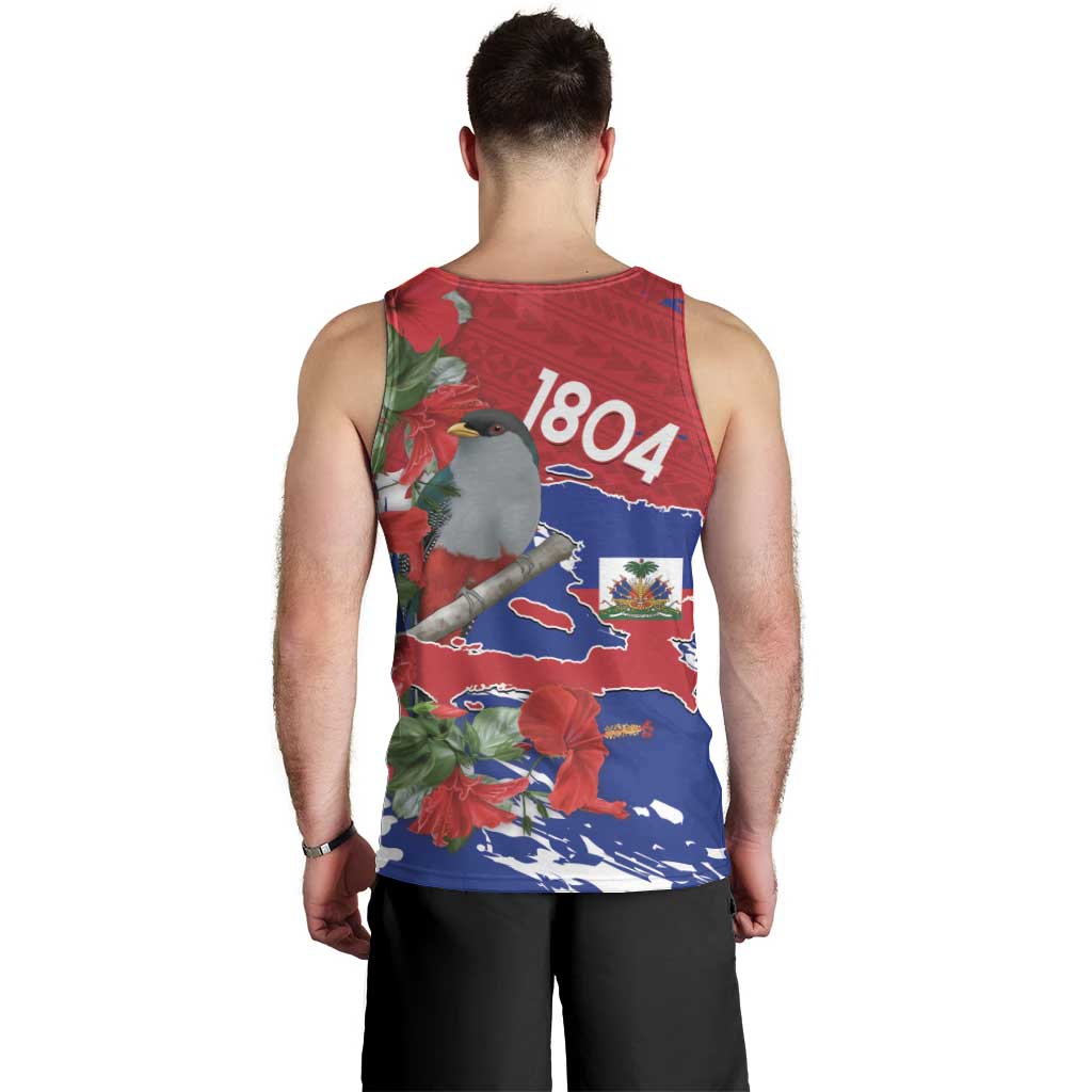 Haiti Independence Day Men Tank Top 1804 Proud Ayiti Map Hispaniolan Trogon - Wonder Print Shop
