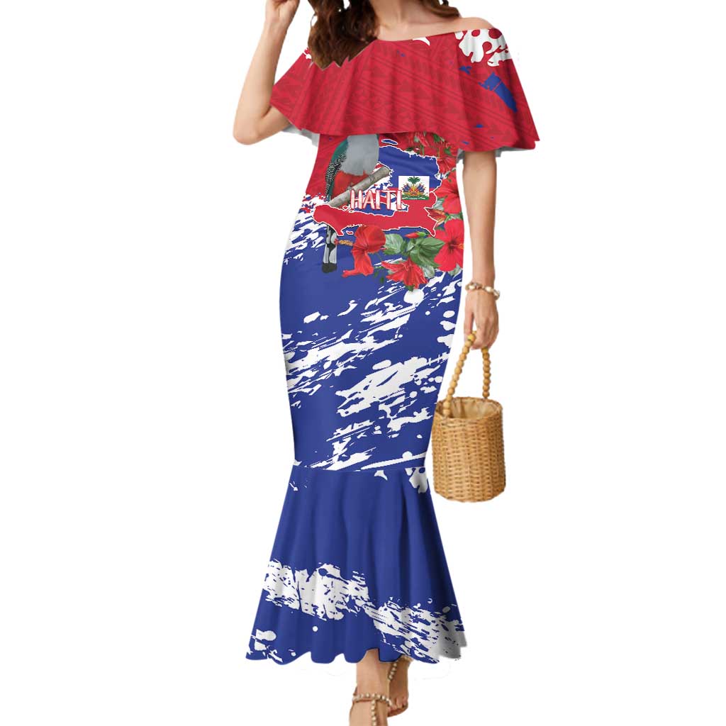 Haiti Independence Day Mermaid Dress 1804 Proud Ayiti Map Hispaniolan Trogon - Wonder Print Shop