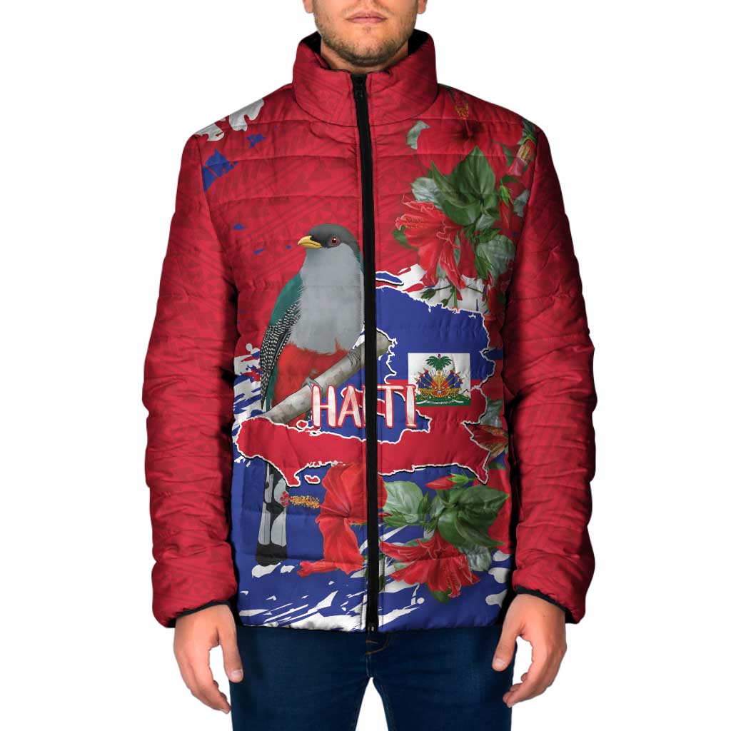 Haiti Independence Day Padded Jacket 1804 Proud Ayiti Map Hispaniolan Trogon - Wonder Print Shop