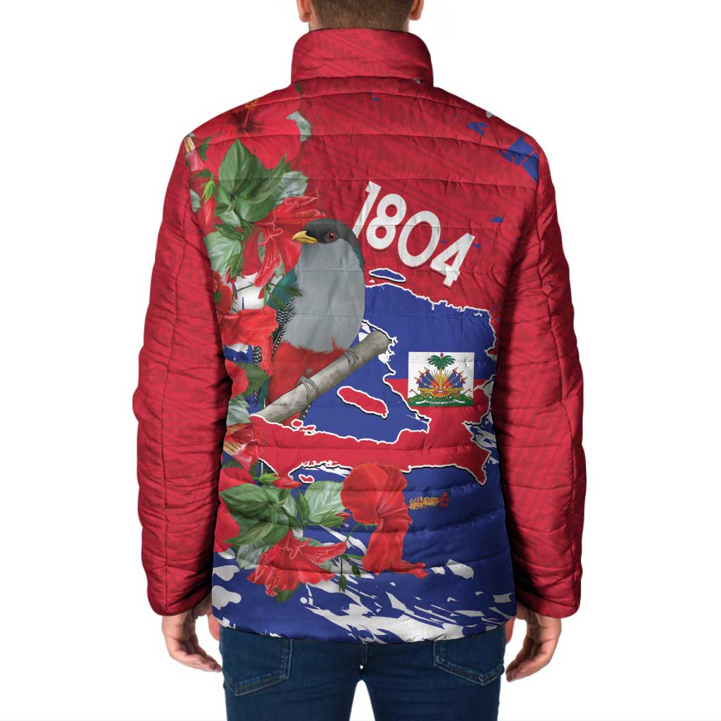 Haiti Independence Day Padded Jacket 1804 Proud Ayiti Map Hispaniolan Trogon - Wonder Print Shop
