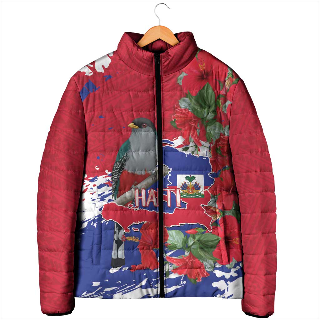 Haiti Independence Day Padded Jacket 1804 Proud Ayiti Map Hispaniolan Trogon - Wonder Print Shop
