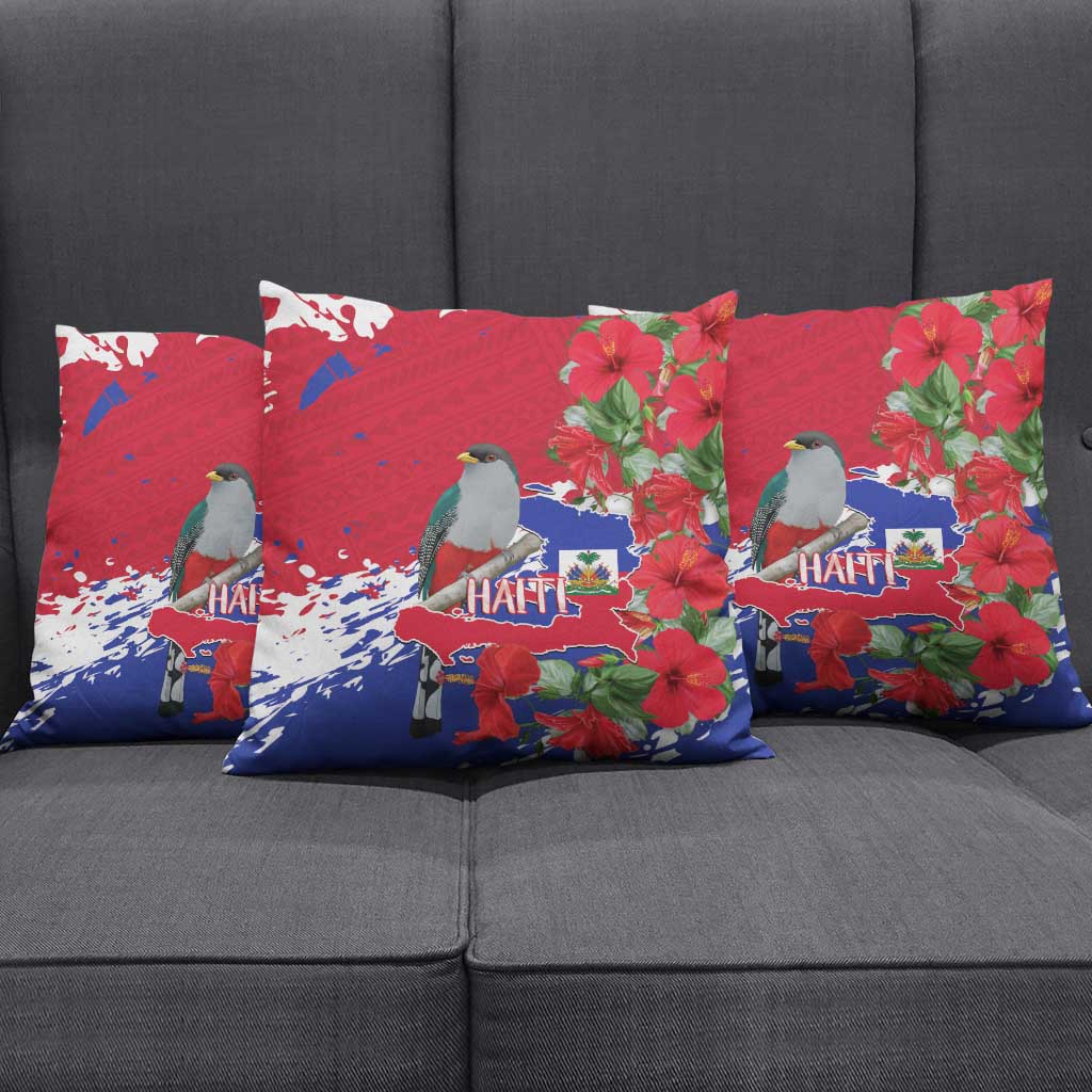 Haiti Independence Day Pillow Cover 1804 Proud Ayiti Map Hispaniolan Trogon - Wonder Print Shop