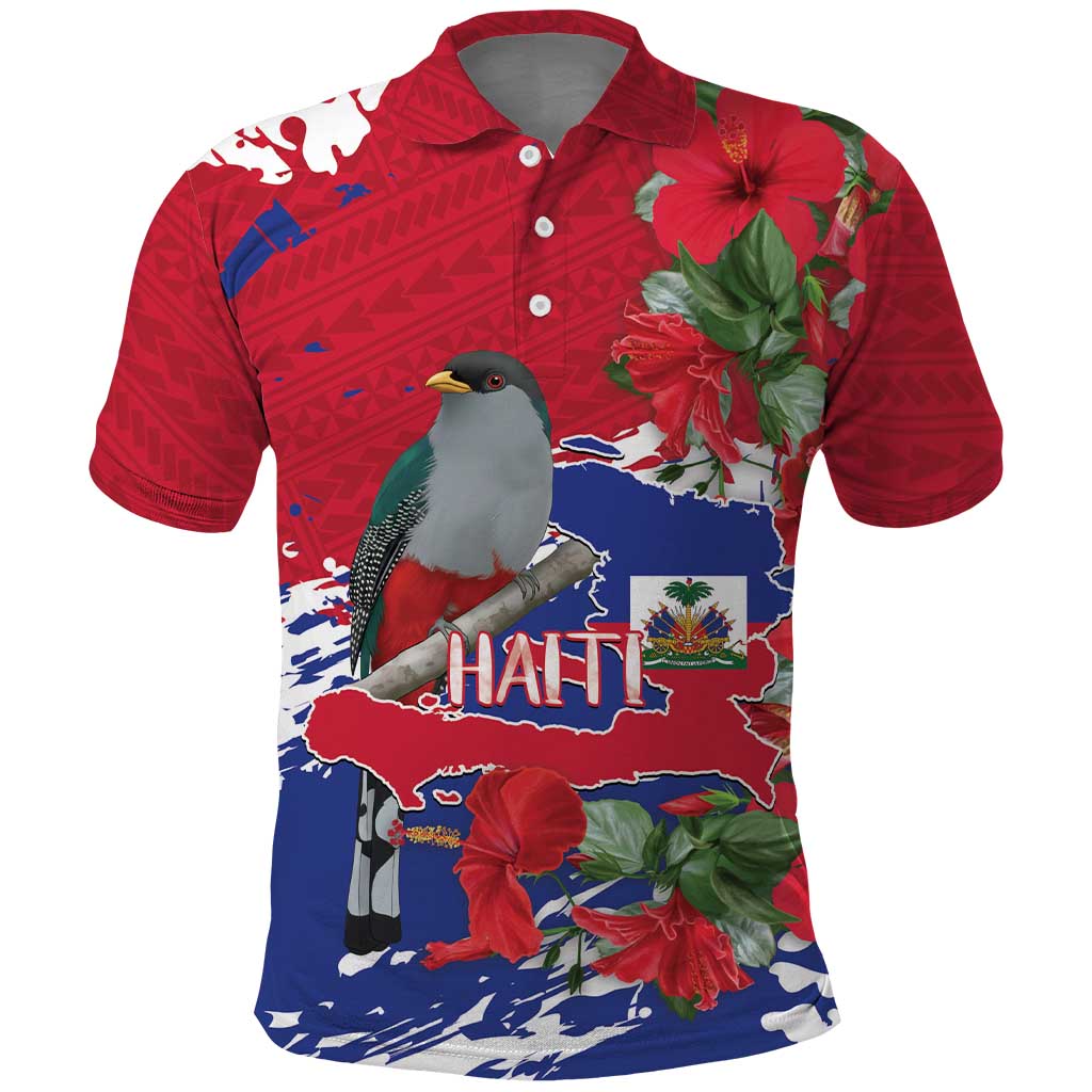 Haiti Independence Day Polo Shirt 1804 Proud Ayiti Map Hispaniolan Trogon - Wonder Print Shop