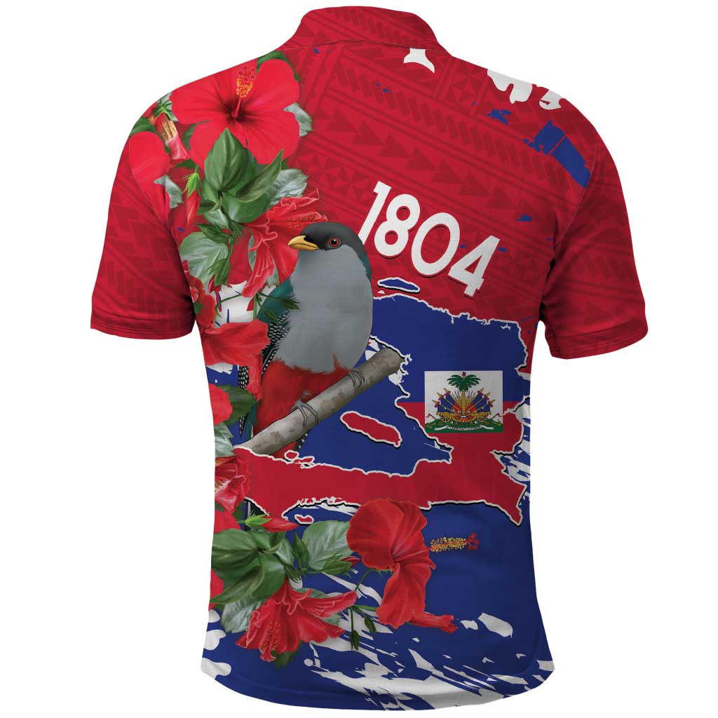Haiti Independence Day Polo Shirt 1804 Proud Ayiti Map Hispaniolan Trogon - Wonder Print Shop