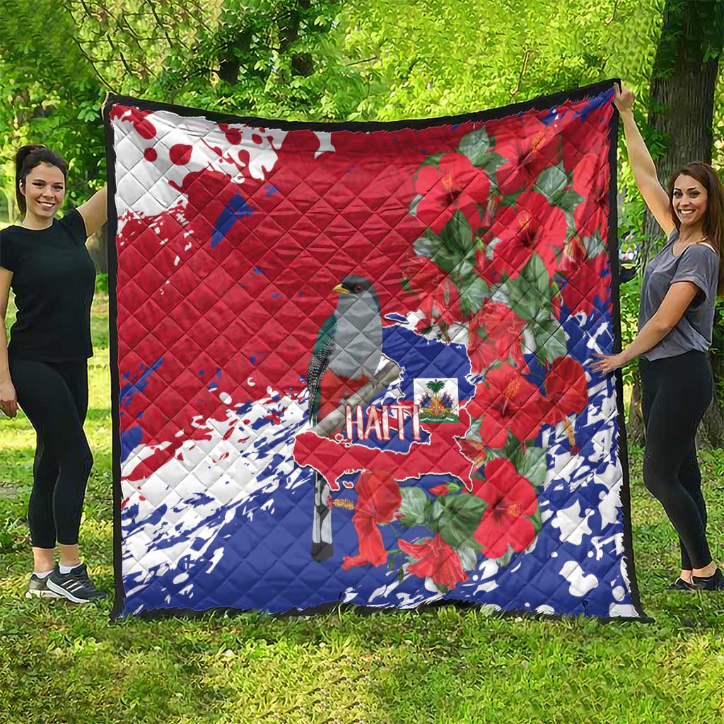 Haiti Independence Day Quilt 1804 Proud Ayiti Map Hispaniolan Trogon - Wonder Print Shop