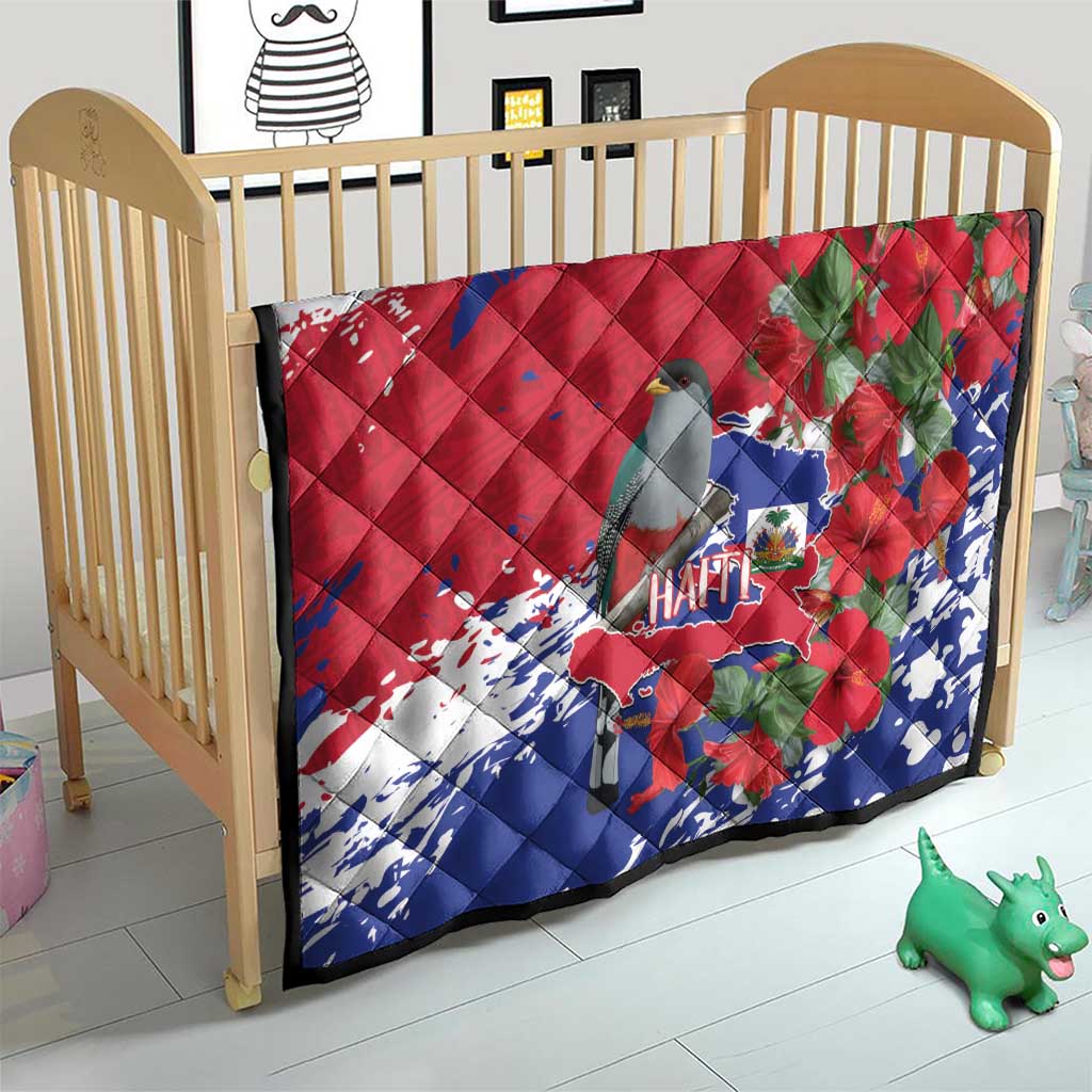 Haiti Independence Day Quilt 1804 Proud Ayiti Map Hispaniolan Trogon - Wonder Print Shop