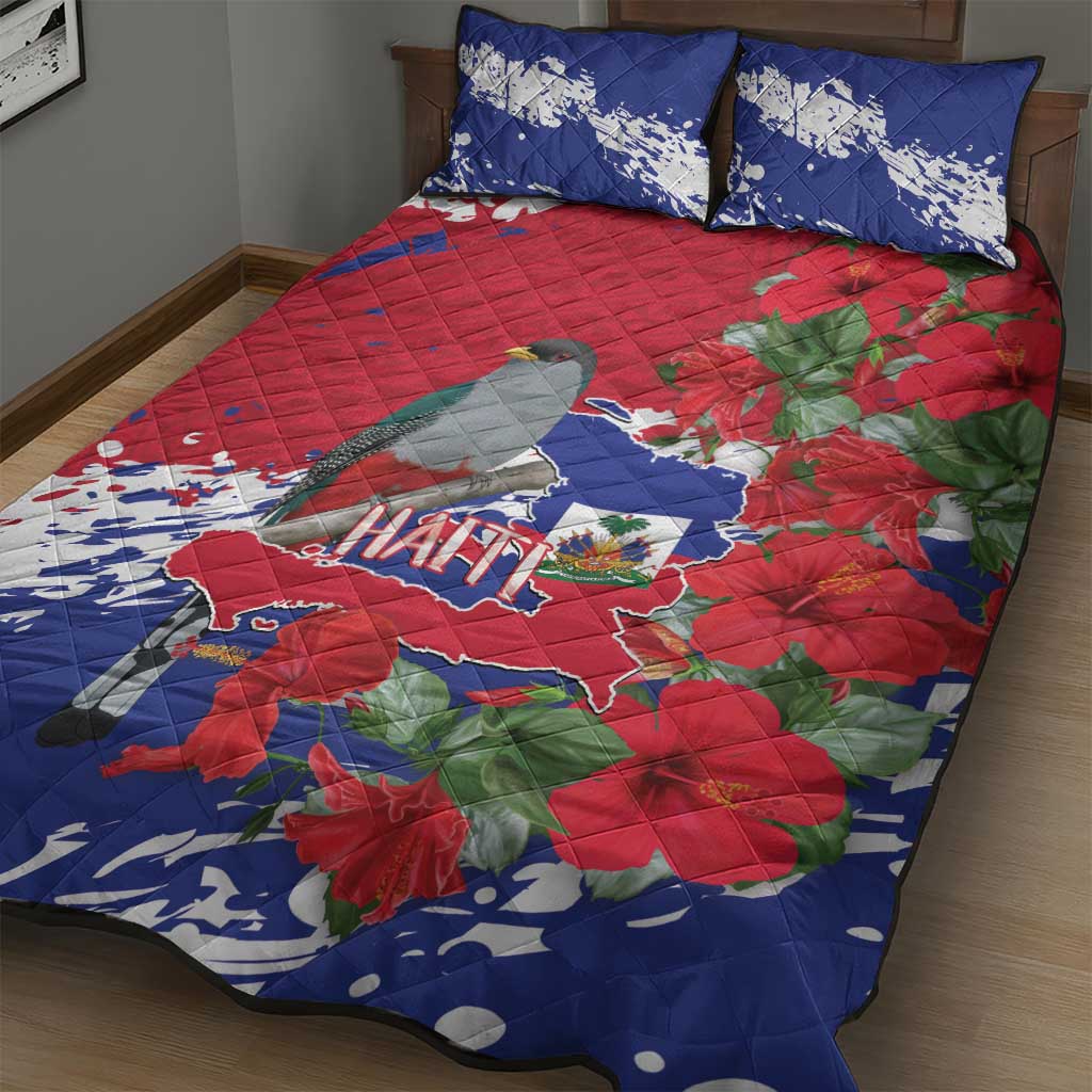 Haiti Independence Day Quilt Bed Set 1804 Proud Ayiti Map Hispaniolan Trogon - Wonder Print Shop