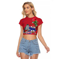 Haiti Independence Day Raglan Cropped T Shirt 1804 Proud Ayiti Map Hispaniolan Trogon - Wonder Print Shop
