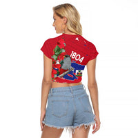 Haiti Independence Day Raglan Cropped T Shirt 1804 Proud Ayiti Map Hispaniolan Trogon - Wonder Print Shop
