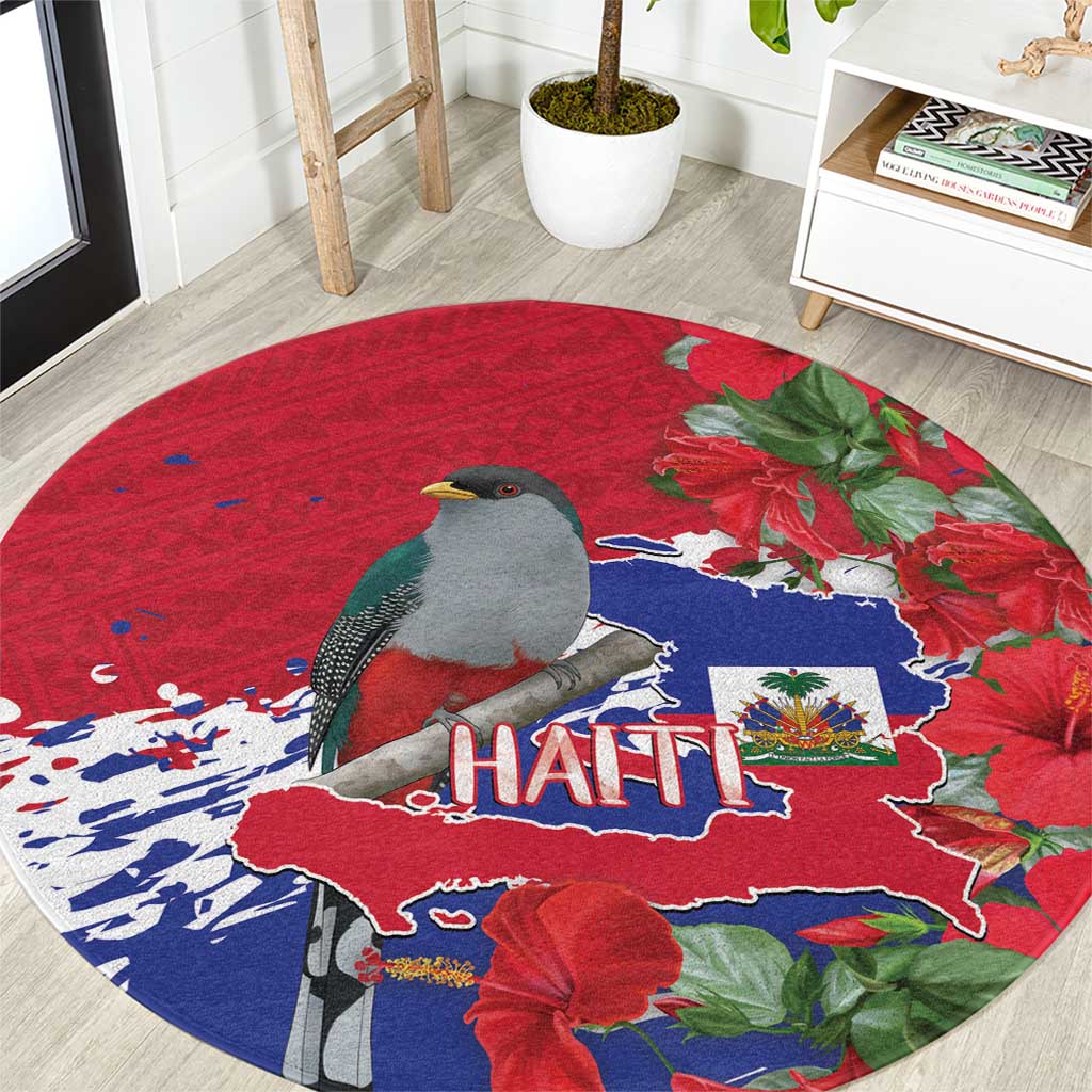 Haiti Independence Day Round Carpet 1804 Proud Ayiti Map Hispaniolan Trogon - Wonder Print Shop