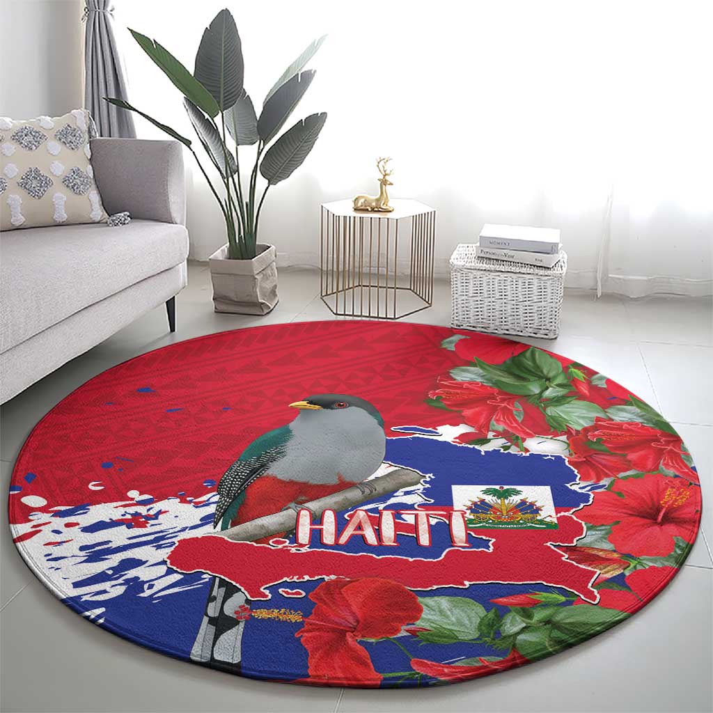 Haiti Independence Day Round Carpet 1804 Proud Ayiti Map Hispaniolan Trogon - Wonder Print Shop