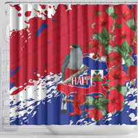 Haiti Independence Day Shower Curtain 1804 Proud Ayiti Map Hispaniolan Trogon - Wonder Print Shop