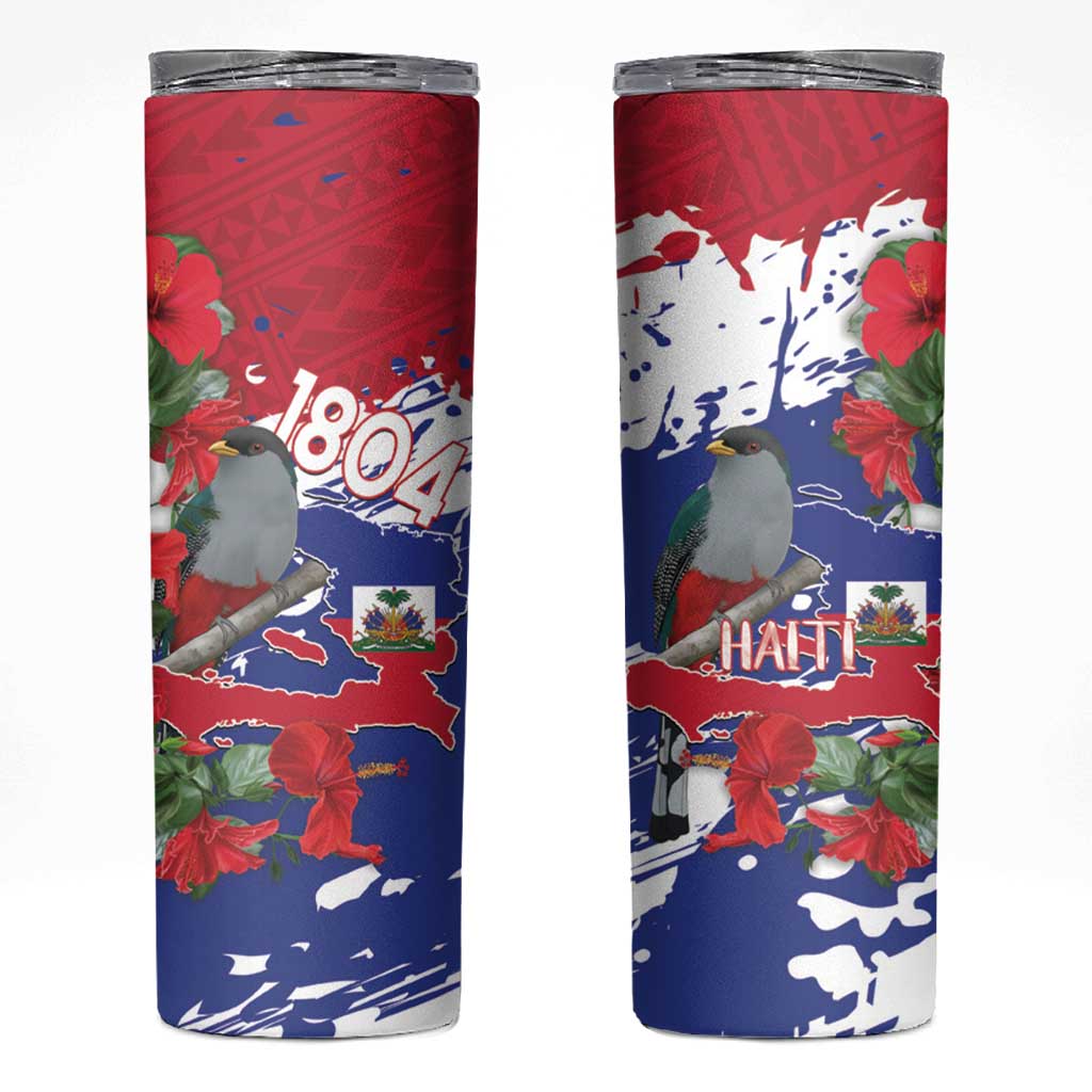 Haiti Independence Day Skinny Tumbler 1804 Proud Ayiti Map Hispaniolan Trogon - Wonder Print Shop