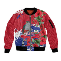Haiti Independence Day Sleeve Zip Bomber Jacket 1804 Proud Ayiti Map Hispaniolan Trogon - Wonder Print Shop