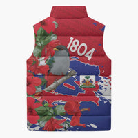 Haiti Independence Day Sleeveless Puffer Jacket 1804 Proud Ayiti Map Hispaniolan Trogon - Wonder Print Shop