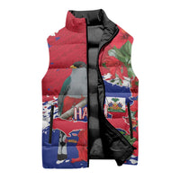 Haiti Independence Day Sleeveless Puffer Jacket 1804 Proud Ayiti Map Hispaniolan Trogon - Wonder Print Shop
