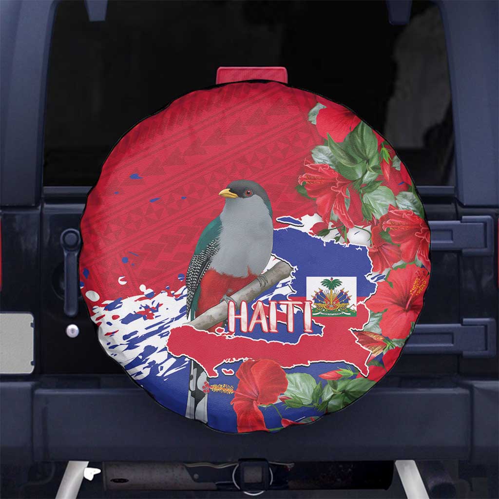 Haiti Independence Day Spare Tire Cover 1804 Proud Ayiti Map Hispaniolan Trogon - Wonder Print Shop
