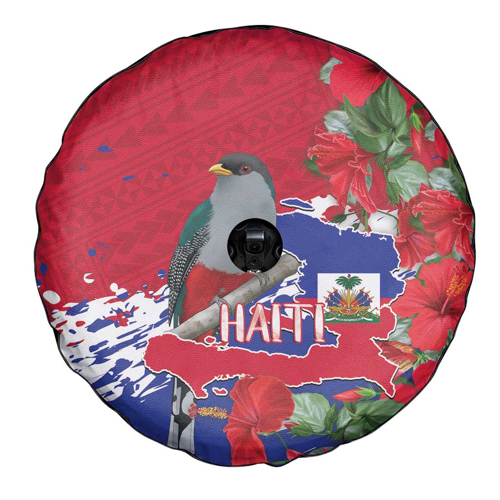 Haiti Independence Day Spare Tire Cover 1804 Proud Ayiti Map Hispaniolan Trogon - Wonder Print Shop