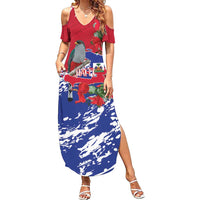 Haiti Independence Day Summer Maxi Dress 1804 Proud Ayiti Map Hispaniolan Trogon - Wonder Print Shop