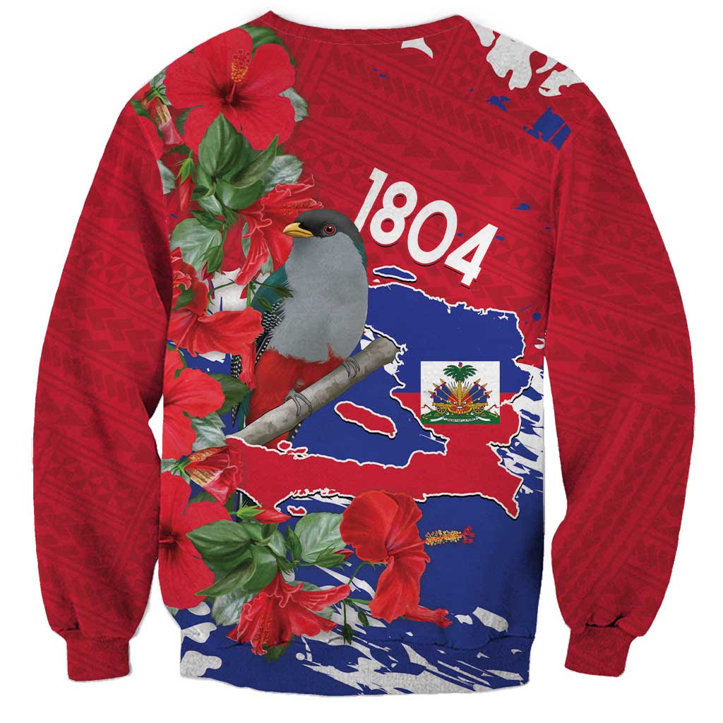 Haiti Independence Day Sweatshirt 1804 Proud Ayiti Map Hispaniolan Trogon - Wonder Print Shop