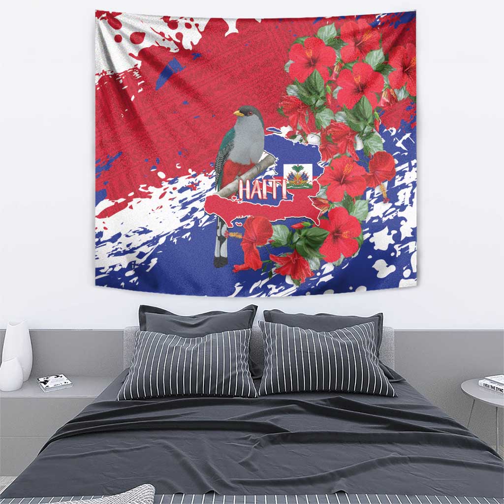 Haiti Independence Day Tapestry 1804 Proud Ayiti Map Hispaniolan Trogon - Wonder Print Shop