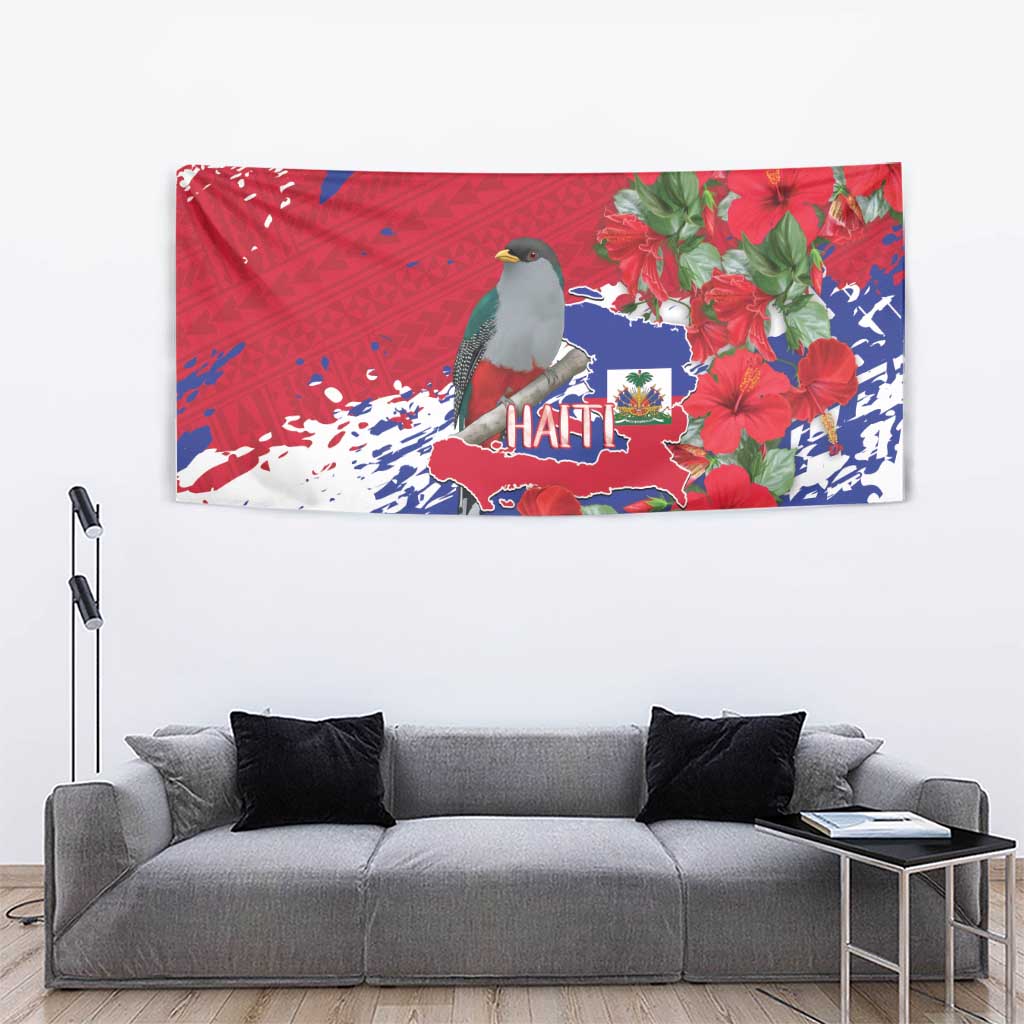 Haiti Independence Day Tapestry 1804 Proud Ayiti Map Hispaniolan Trogon - Wonder Print Shop