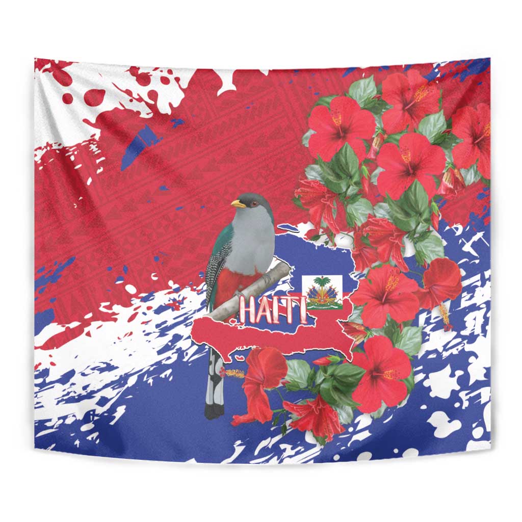 Haiti Independence Day Tapestry 1804 Proud Ayiti Map Hispaniolan Trogon - Wonder Print Shop