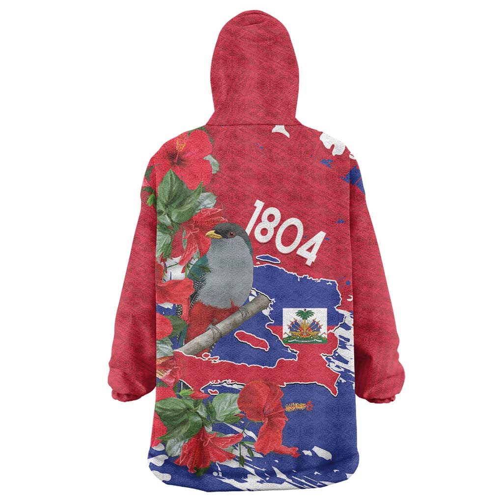 Haiti Independence Day Wearable Blanket Hoodie 1804 Proud Ayiti Map Hispaniolan Trogon - Wonder Print Shop
