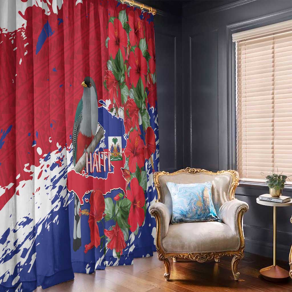 Haiti Independence Day Window Curtain 1804 Proud Ayiti Map Hispaniolan Trogon - Wonder Print Shop