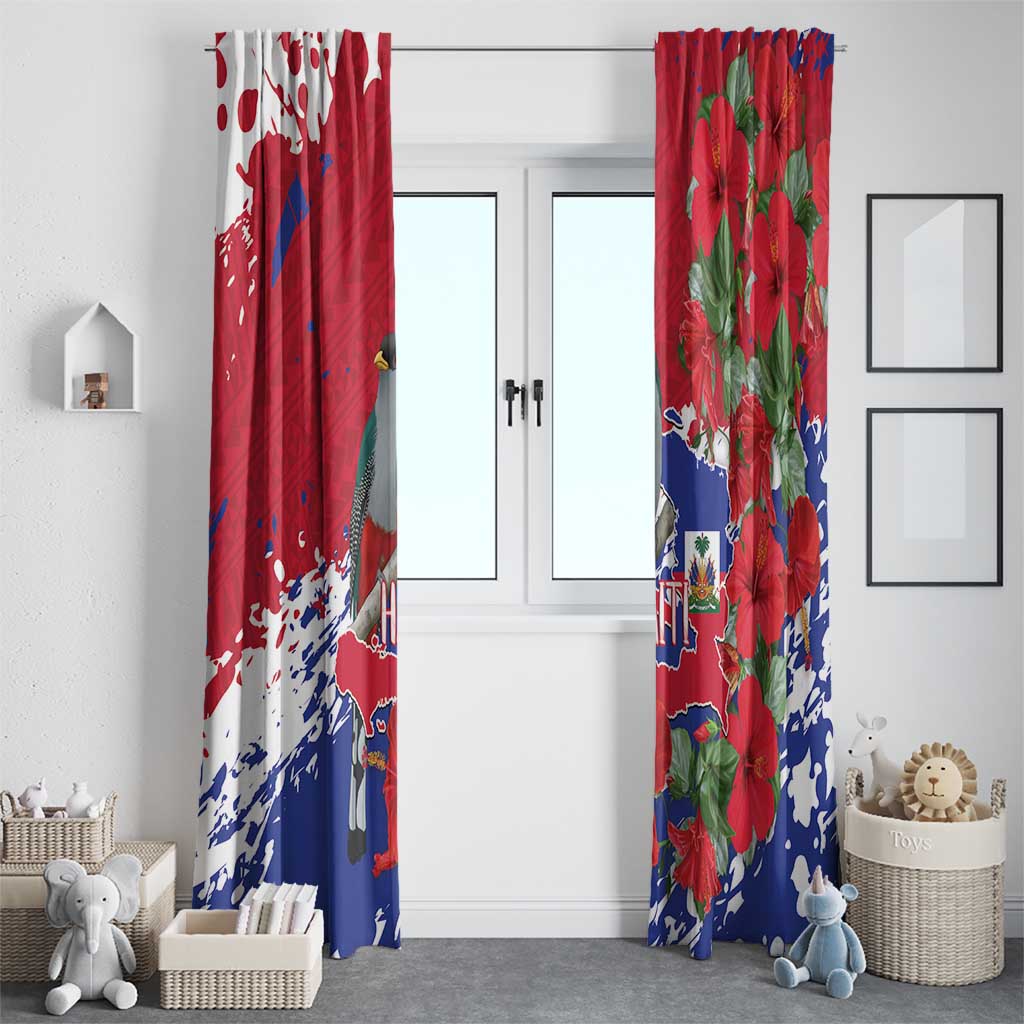 Haiti Independence Day Window Curtain 1804 Proud Ayiti Map Hispaniolan Trogon - Wonder Print Shop