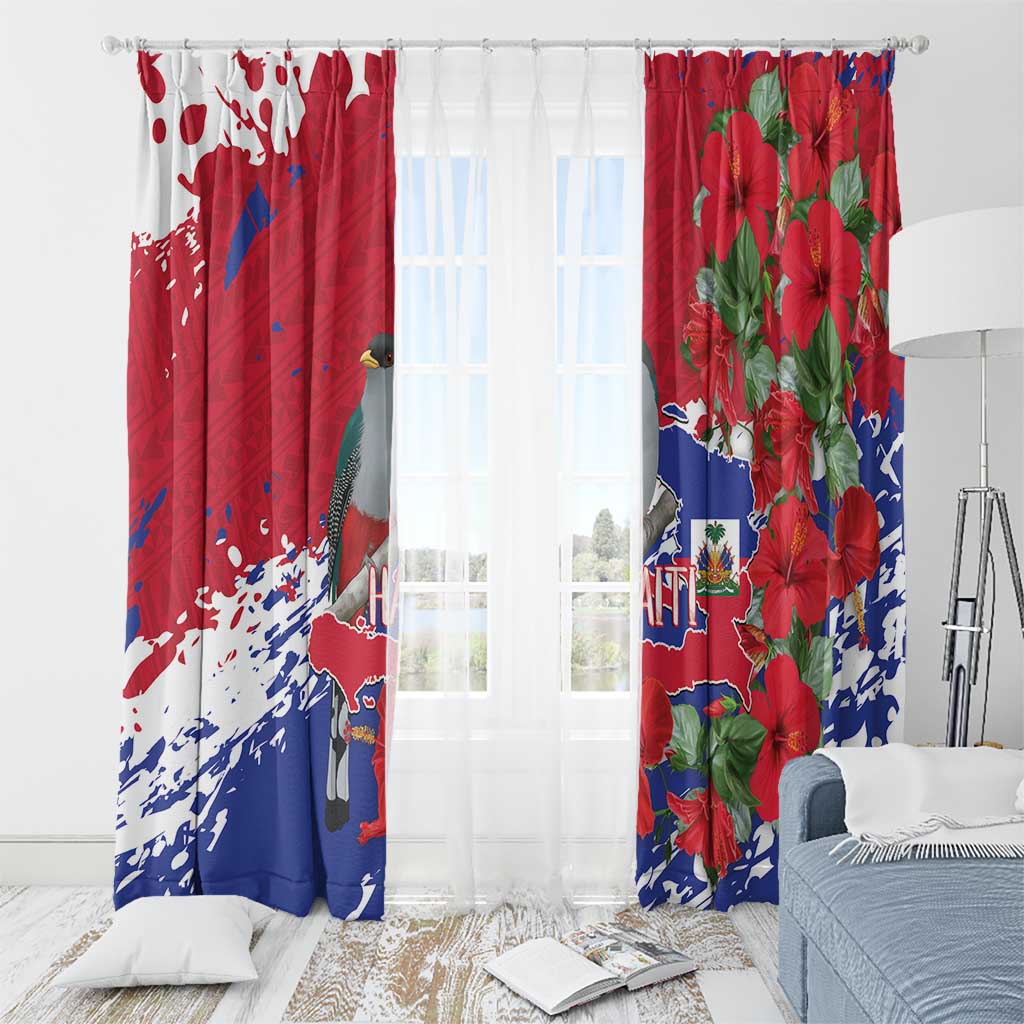 Haiti Independence Day Window Curtain 1804 Proud Ayiti Map Hispaniolan Trogon - Wonder Print Shop