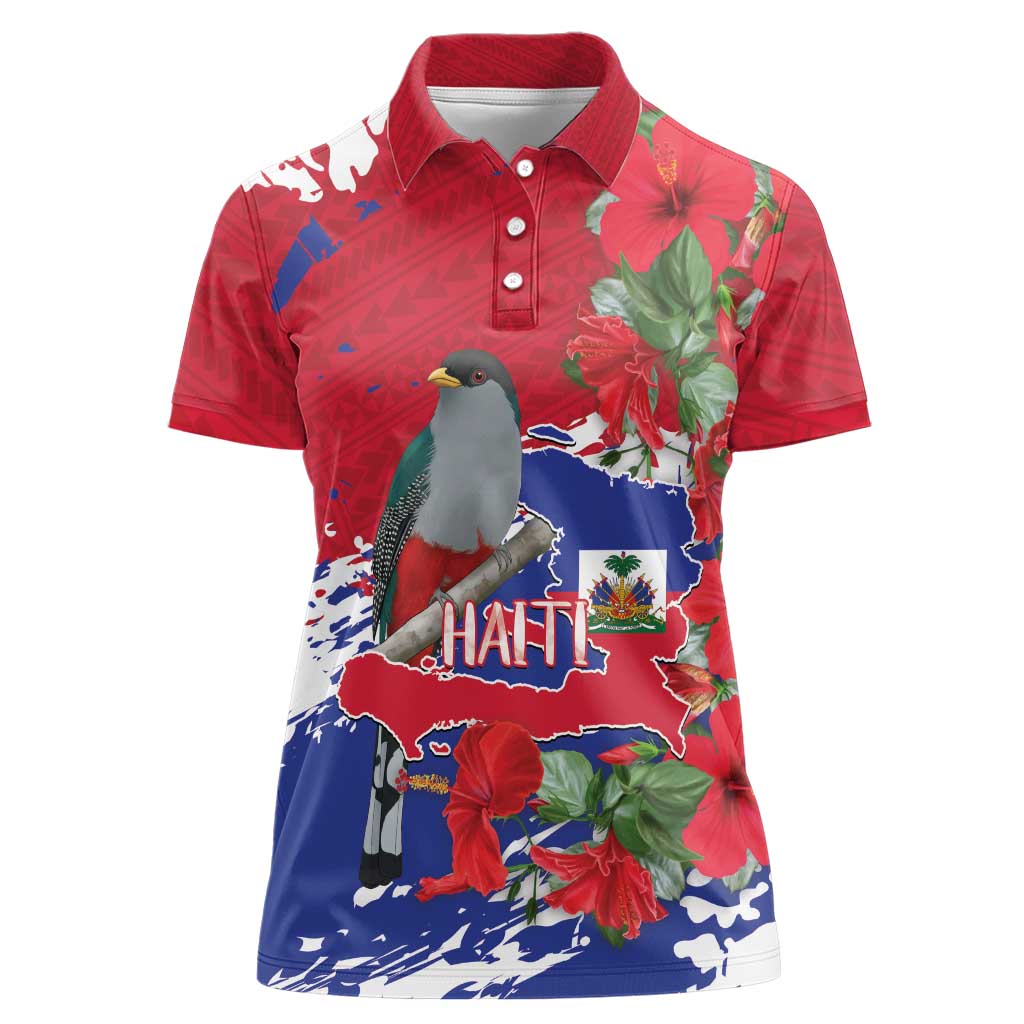 Haiti Independence Day Women Polo Shirt 1804 Proud Ayiti Map Hispaniolan Trogon - Wonder Print Shop