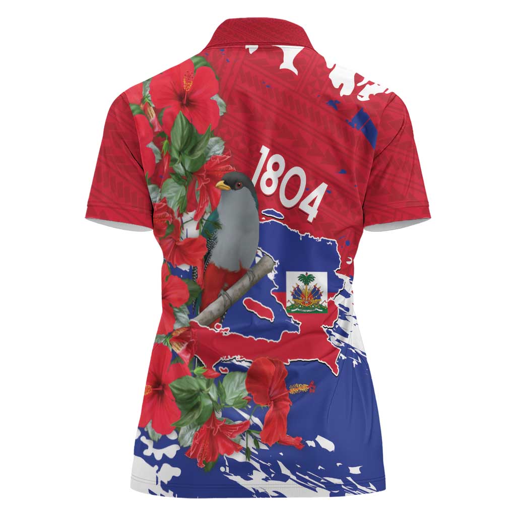 Haiti Independence Day Women Polo Shirt 1804 Proud Ayiti Map Hispaniolan Trogon - Wonder Print Shop