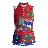 Haiti Independence Day Women Sleeveless Polo Shirt 1804 Proud Ayiti Map Hispaniolan Trogon - Wonder Print Shop