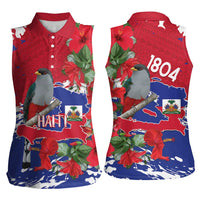 Haiti Independence Day Women Sleeveless Polo Shirt 1804 Proud Ayiti Map Hispaniolan Trogon - Wonder Print Shop