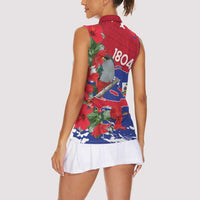 Haiti Independence Day Women Sleeveless Polo Shirt 1804 Proud Ayiti Map Hispaniolan Trogon - Wonder Print Shop
