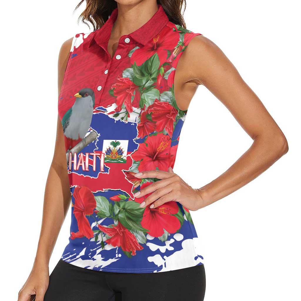 Haiti Independence Day Women Sleeveless Polo Shirt 1804 Proud Ayiti Map Hispaniolan Trogon - Wonder Print Shop