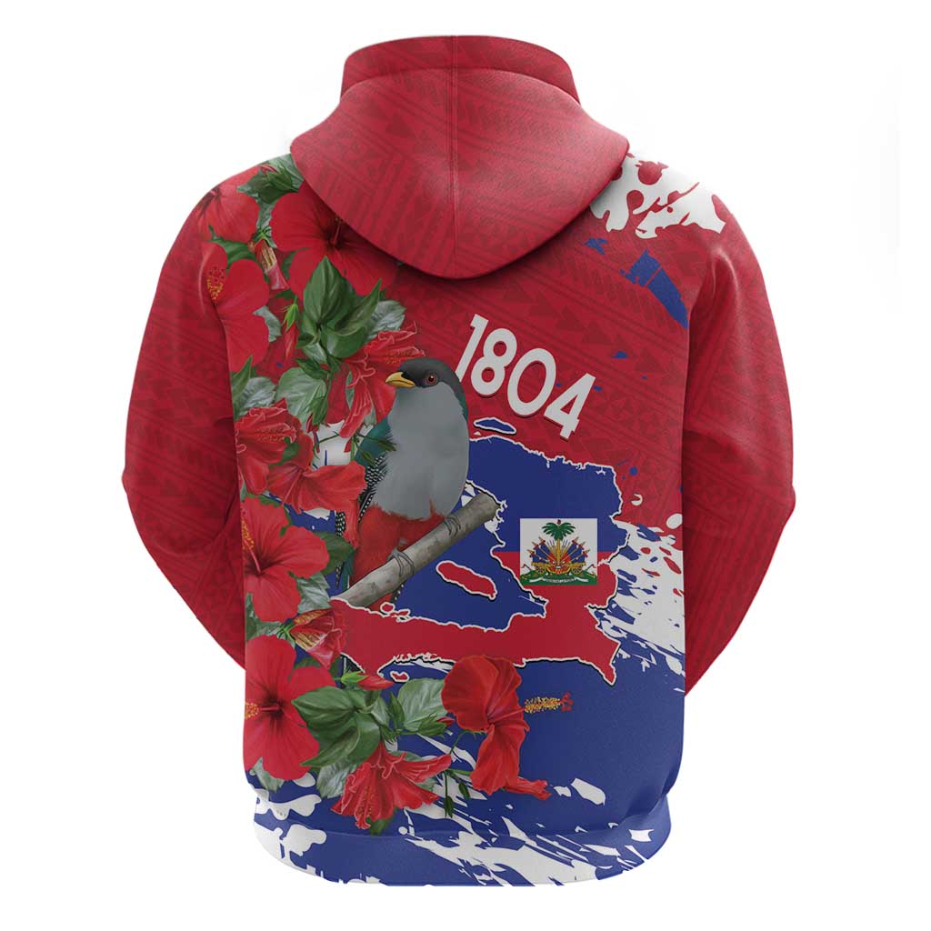 Haiti Independence Day Zip Hoodie 1804 Proud Ayiti Map Hispaniolan Trogon - Wonder Print Shop