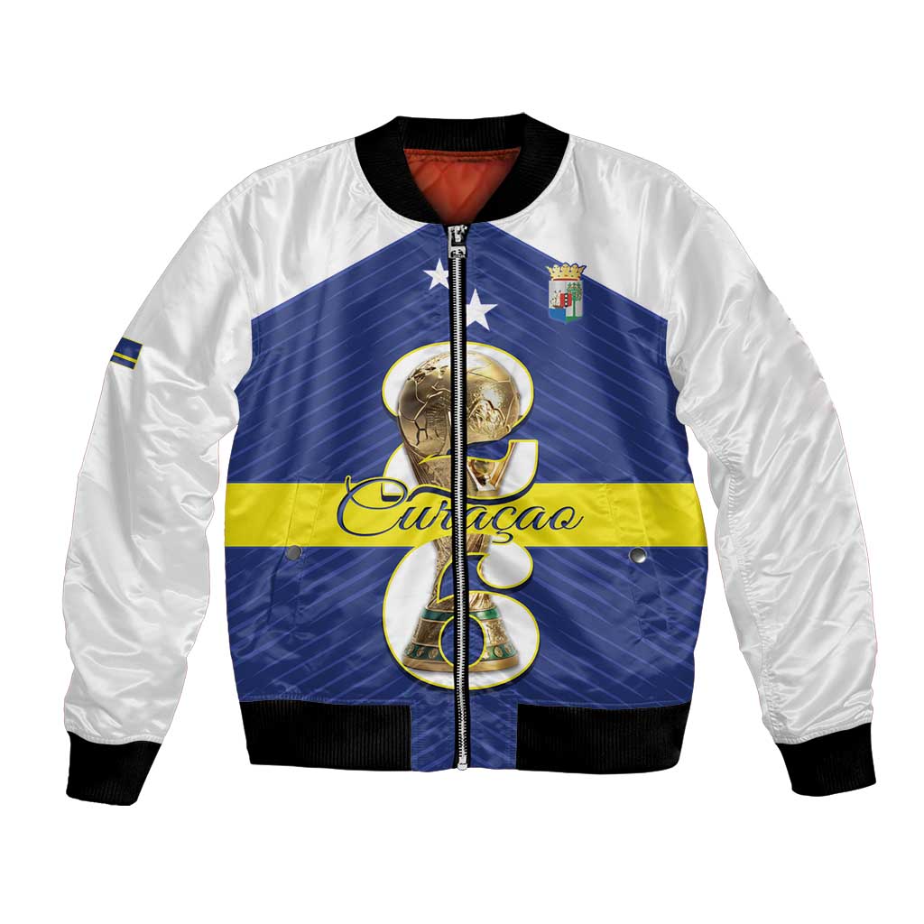 Personalized Curacao Football Bomber Jacket 2026 The Blue Wave is Rising - Wonder Print Shop