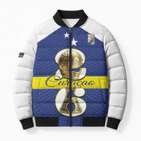 Personalized Curacao Football Bomber Puffer Jacket 2026 The Blue Wave is Rising - Wonder Print Shop