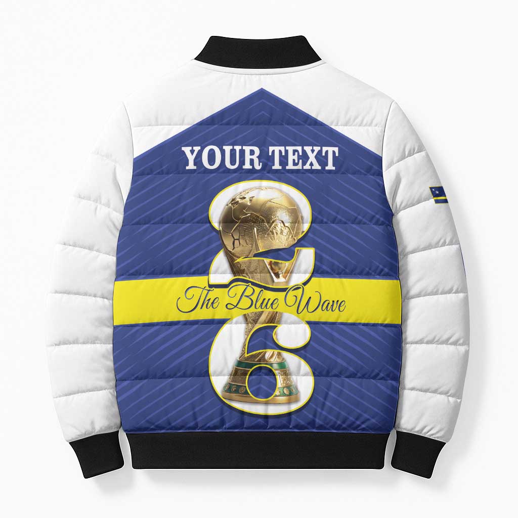 Personalized Curacao Football Bomber Puffer Jacket 2026 The Blue Wave is Rising - Wonder Print Shop