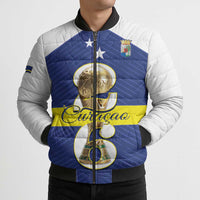 Personalized Curacao Football Bomber Puffer Jacket 2026 The Blue Wave is Rising - Wonder Print Shop