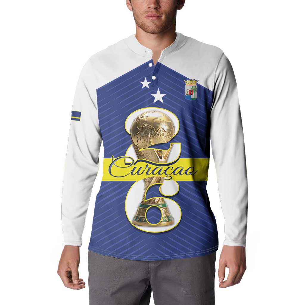 Personalized Curacao Football Button Sweatshirt 2026 The Blue Wave is Rising - Wonder Print Shop