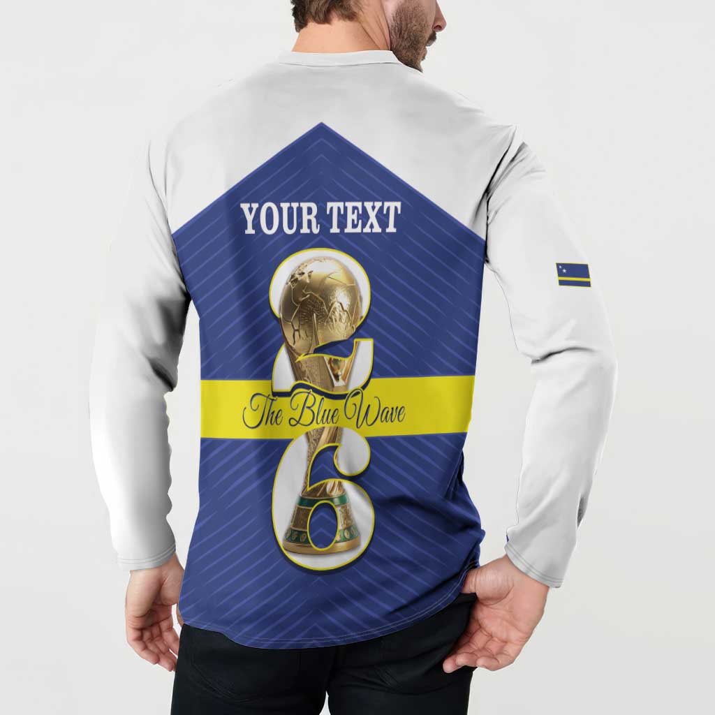 Personalized Curacao Football Button Sweatshirt 2026 The Blue Wave is Rising - Wonder Print Shop
