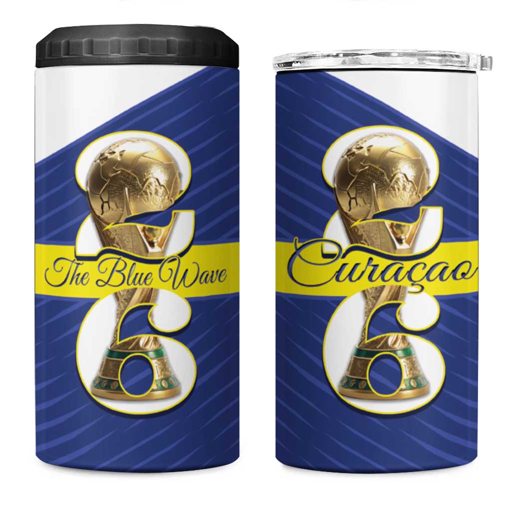 Personalized Curacao Football 4 in 1 Can Cooler Tumbler 2026 The Blue Wave is Rising - Wonder Print Shop