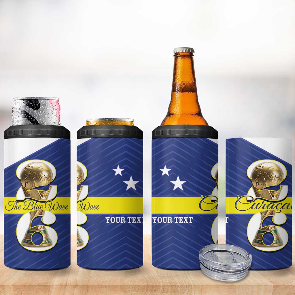 Personalized Curacao Football 4 in 1 Can Cooler Tumbler 2026 The Blue Wave is Rising - Wonder Print Shop