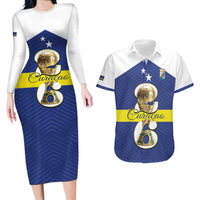 Personalized Curacao Football Couples Matching Long Sleeve Bodycon Dress and Hawaiian Shirt 2026 The Blue Wave is Rising - Wonder Print Shop