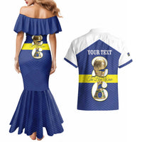 Personalized Curacao Football Couples Matching Mermaid Dress and Hawaiian Shirt 2026 The Blue Wave is Rising - Wonder Print Shop